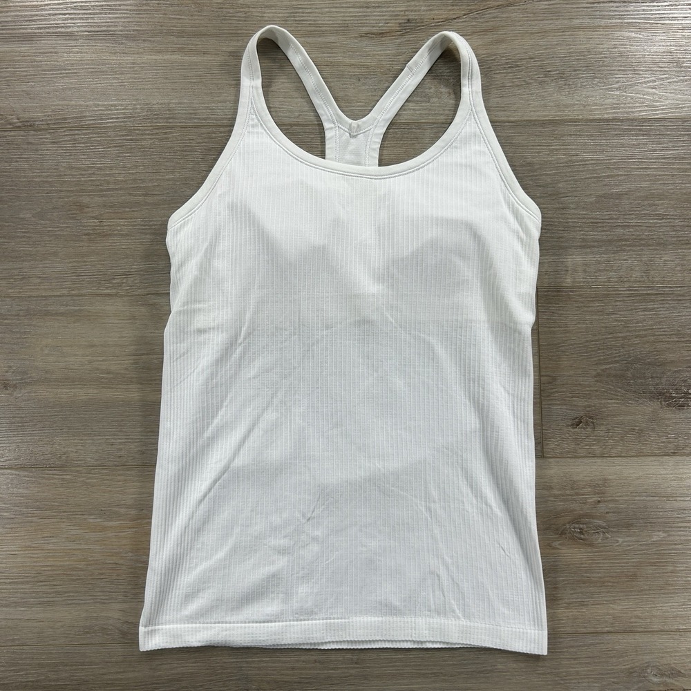 Lululemon Womens Size 10 Ribbed White Tank Top Ebb to Street Tank II